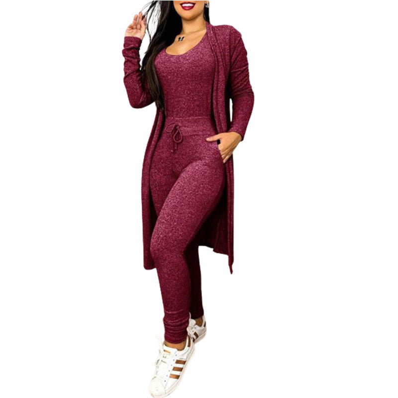 Women's Casual High Waist Pocket Drawstring Design Suits
