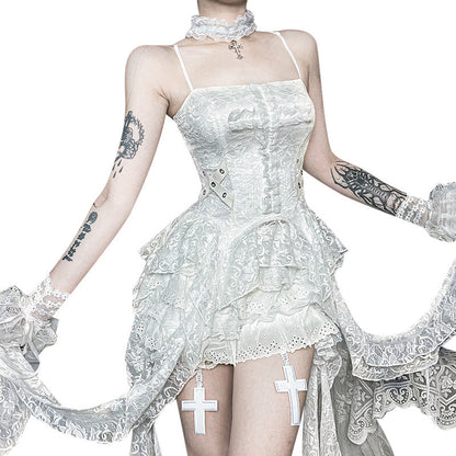 Asian Culture Light Strap Tube Summer Versatile Dark Dresses