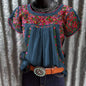 Women's Summer Round Neck Fashion Printed Loose Blouses