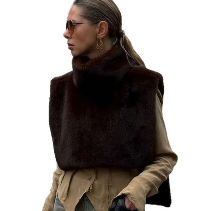 Warm Mink Fur Turtleneck Street Fashion Coats