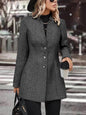 Women's Solid Color Stand Collar Button Trench Coats