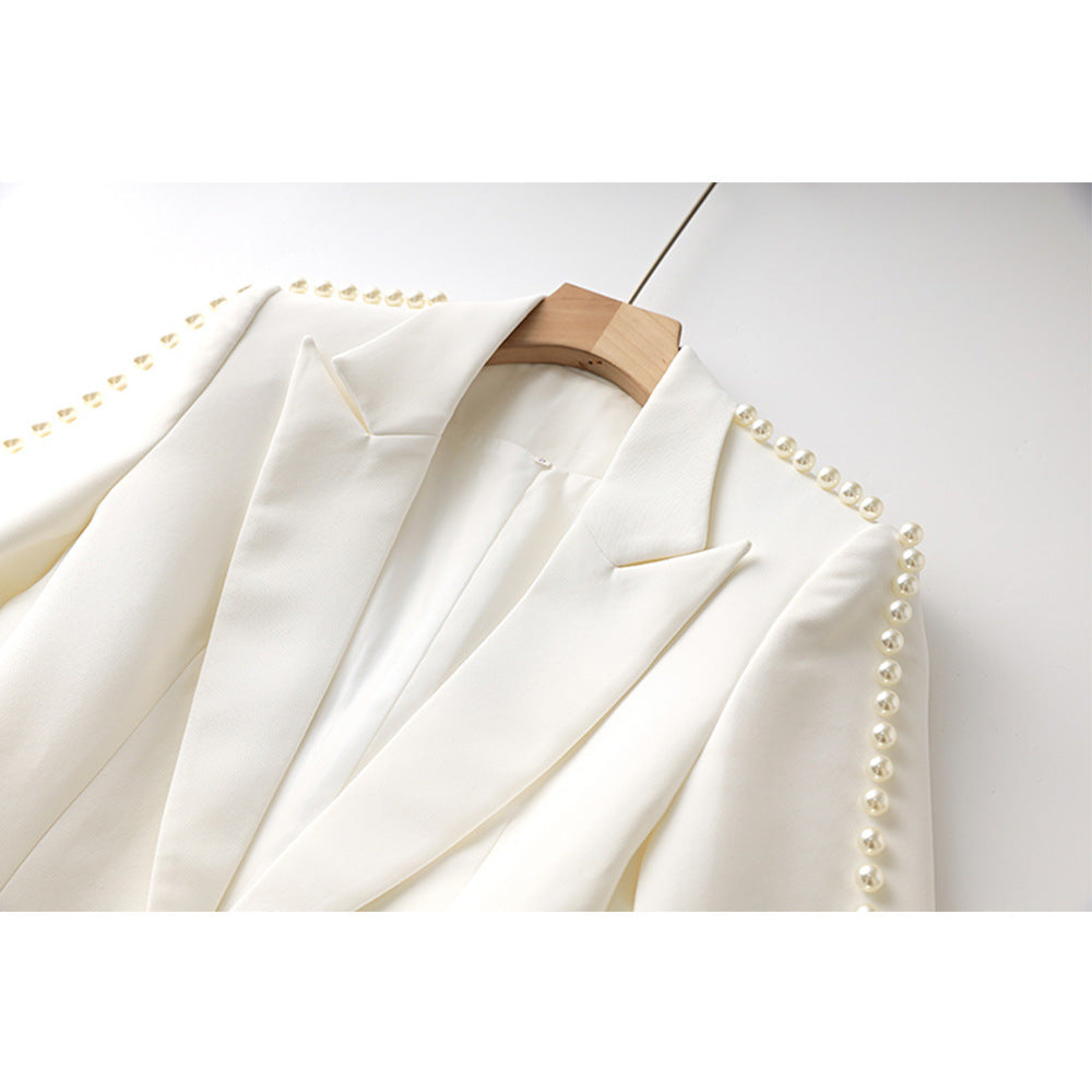 White Mid-length Trousers Fashion Two-piece Elegant Suits