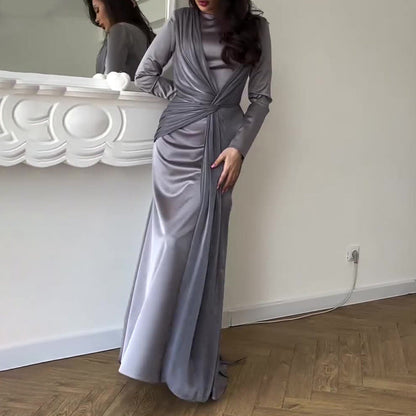 Women's Slim Fit Overlapping Design Dress High Dresses