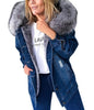 Women's Cashmere Fur Collar Thickened Denim Coats