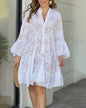 Solid Color Loose Embroidered Cutout Lace Dresses