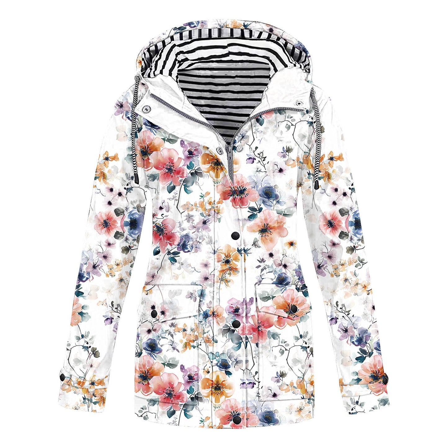 Women's Camouflage Printed Hooded Pocket Splash Outdoor Coats