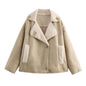Women's Retro Style Woolen Lapel Loose Fur Tops