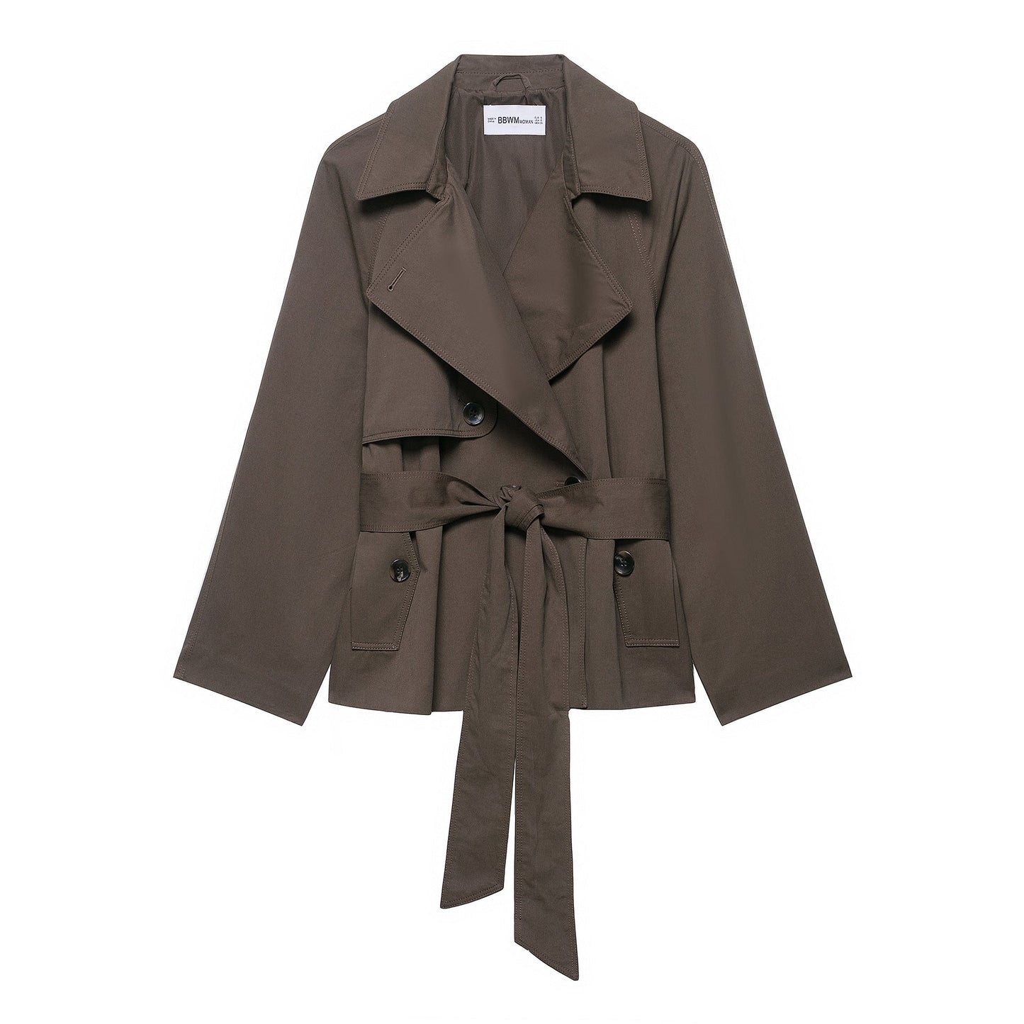 Cool Autumn Belt Button Decoration Trench Coats