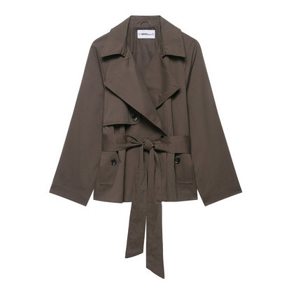 Cool Autumn Belt Button Decoration Trench Coats
