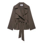 Cool Autumn Belt Button Decoration Trench Coats