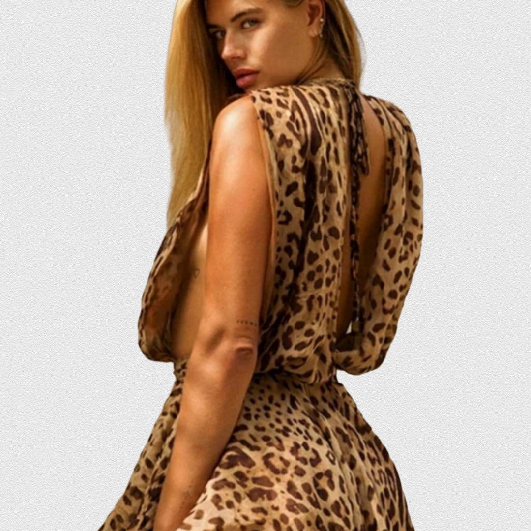 Leopard Print Summer Sexy Dress Chiffon Dresses
