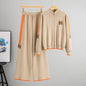 Women's Set Round Neck Zipper Outerwear Casual Wide Suits