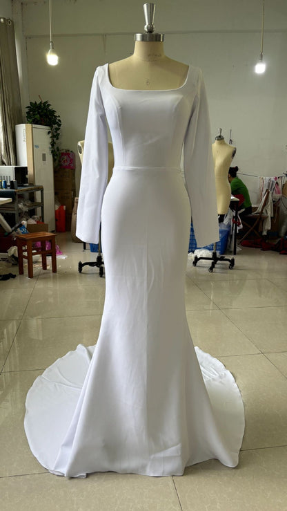 Light Dress Simple Graceful Bride Fishtail Wedding Dresses