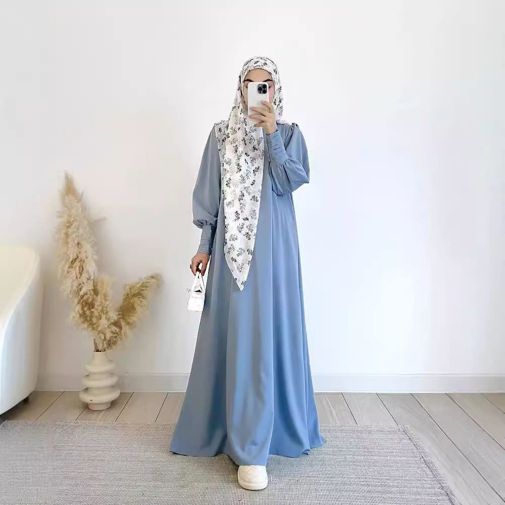 Women's Spring Muslim Wear Soft Fashion Satin Dresses