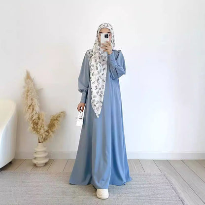 Women's Spring Muslim Wear Soft Fashion Satin Dresses