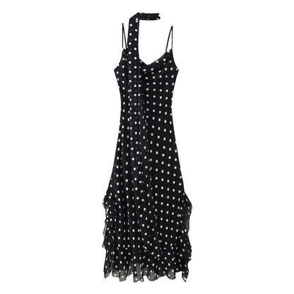 Women's Polka Dot Scarf Ruffled Dress Dresses