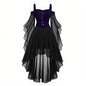 Gothic Style Halloween Witch Front Back Long Dresses