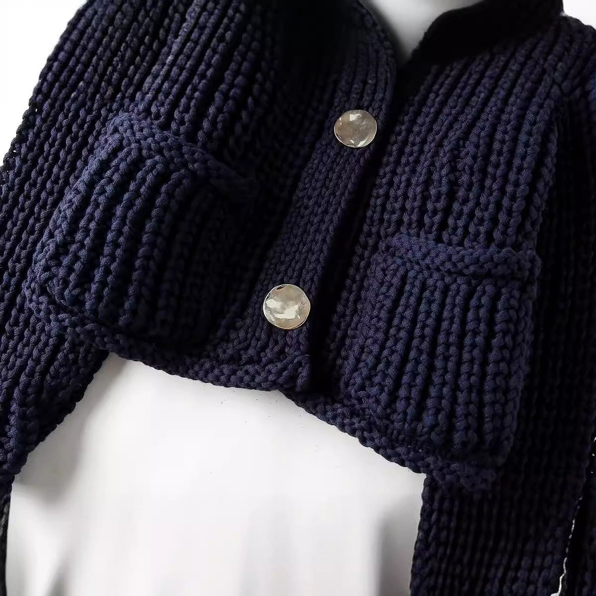 Spring Thick Needle Decorated Row Button Sweaters