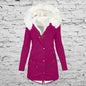 Women's White Fur Collar Hood Warm With Coats