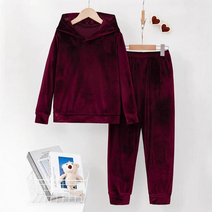 Durable Veet Pajamas Hooded Trousers Two-piece Suits