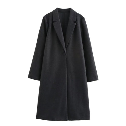 Women's Temperament Wild Button Decoration Soft Overcoat Coats