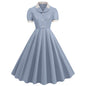 Patchwork Waist Trimming Short-sleeved Retro Hepburn Dresses