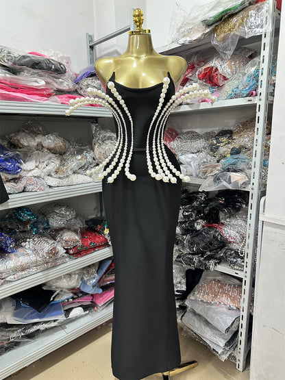 Fashion Pearl Tube Bandage Dress Party Dresses