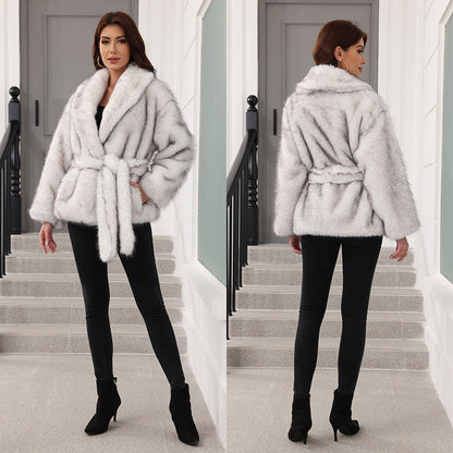 Women's Mid-length Fashion Trend Warm Thick Fluff Coats