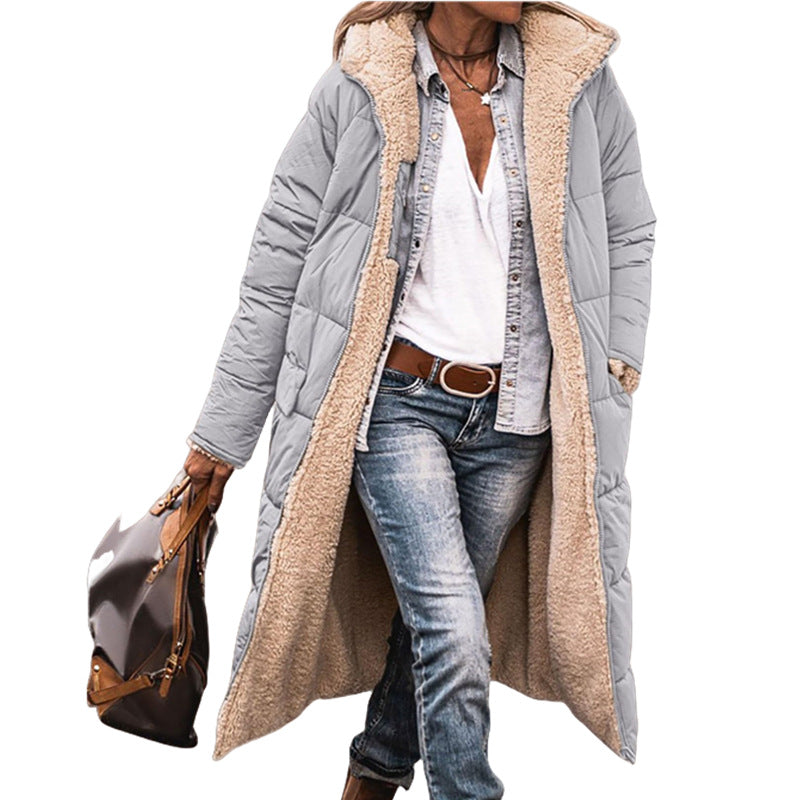 Solid Color Hooded Cotton Long Sleeve Double-sided Wear Jackets