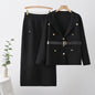 Women's Double Breasted Lapel Waist Tight Knitted Suits