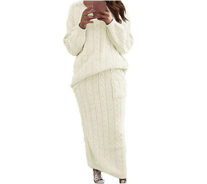 Women's Fashion Twist Stitch Set Dress Sweaters