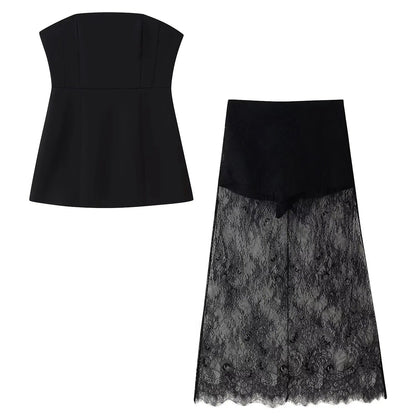 Women's Waist Tube High Lace Mid-length Dress Suits