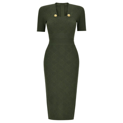 Sleeve Slimming Mid-length Knitted Dress Simple Dresses