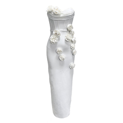 Multicolor Tube Flower Sexy Bandage Maxi Dresses