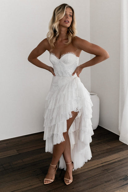 Sexy Bandeau Irregular Dress Lace Pure Dresses