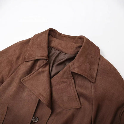 Women's Autumn Double-breasted Lapel With Belt Long Coats