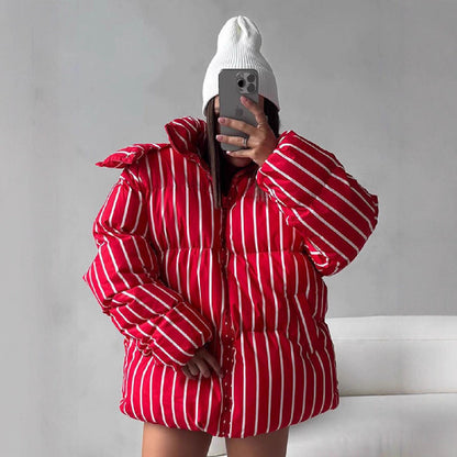 Elegant Striped Long-sleeved Shirt Mid-length Dress Coats