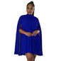 Women's Solid Color Batwing Sleeve Pleated Loose Dresses