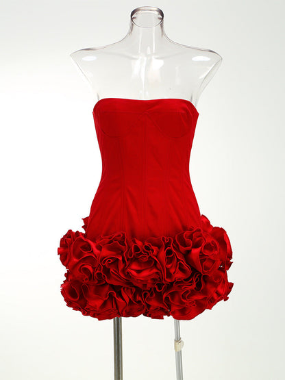 Women's Sexy Tube Dress Slim Flower Tight Tops