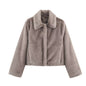 Women's Stylish Lapels Imitation Fur Furry Coats