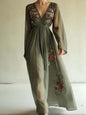 Women's Digital Positioning Printed Long-sleeved Dress Long Dresses