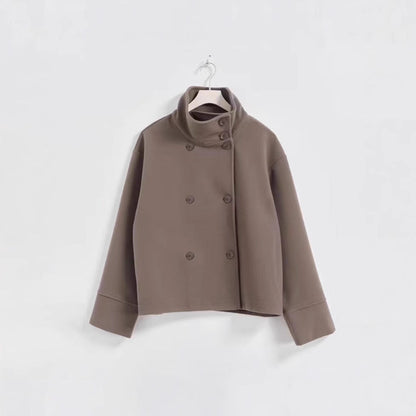 Graceful Stand Collar Double Breasted Woolen Coats