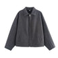 Women's Polo Collar Zipper Ornament Solid Color Coats