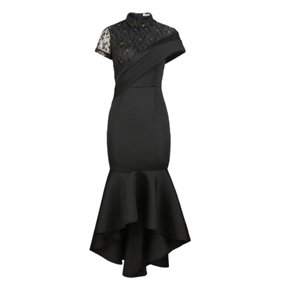 Women's Round Neck Sexy Lace Sleeve High Dresses