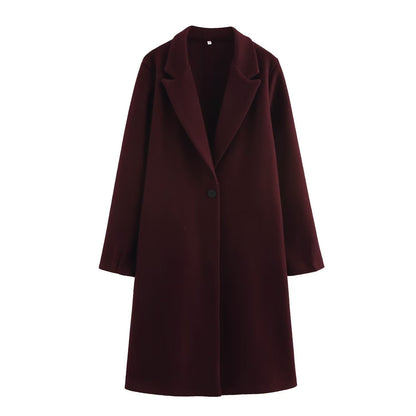 Women's Temperament Wild Button Decoration Soft Overcoat Coats