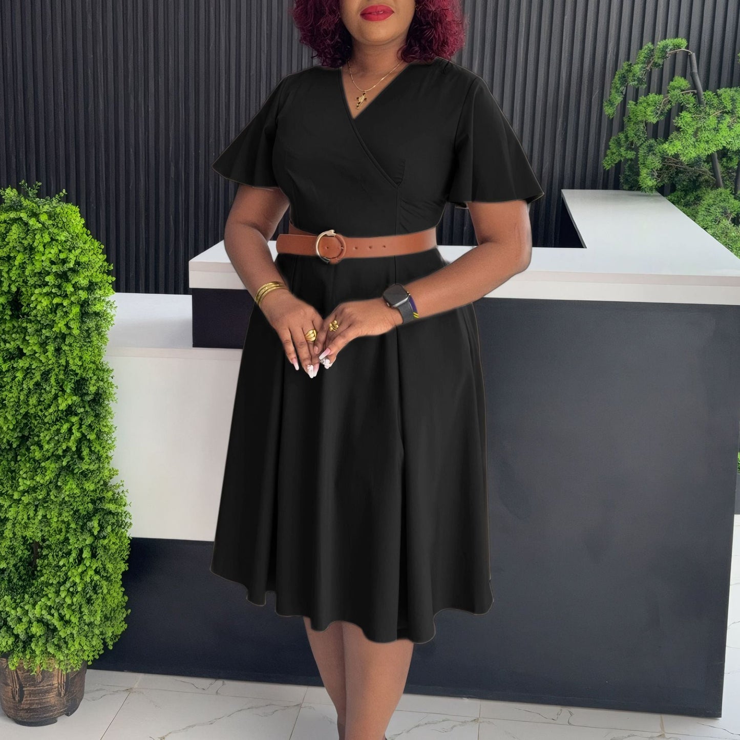 Women's Summer Flared Sleeves Casual A- Line Dresses