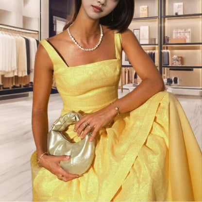 Women's Ruffled Spaghetti Straps Dress Fashion Elegant Sleeveless Party Dresses