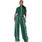 Women's Strap Wrap Breasted Loose Pockets Wide Leg Suits