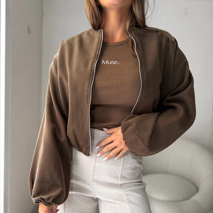 Women's Round Neck Lantern Sleeve Fashion Casual Jackets