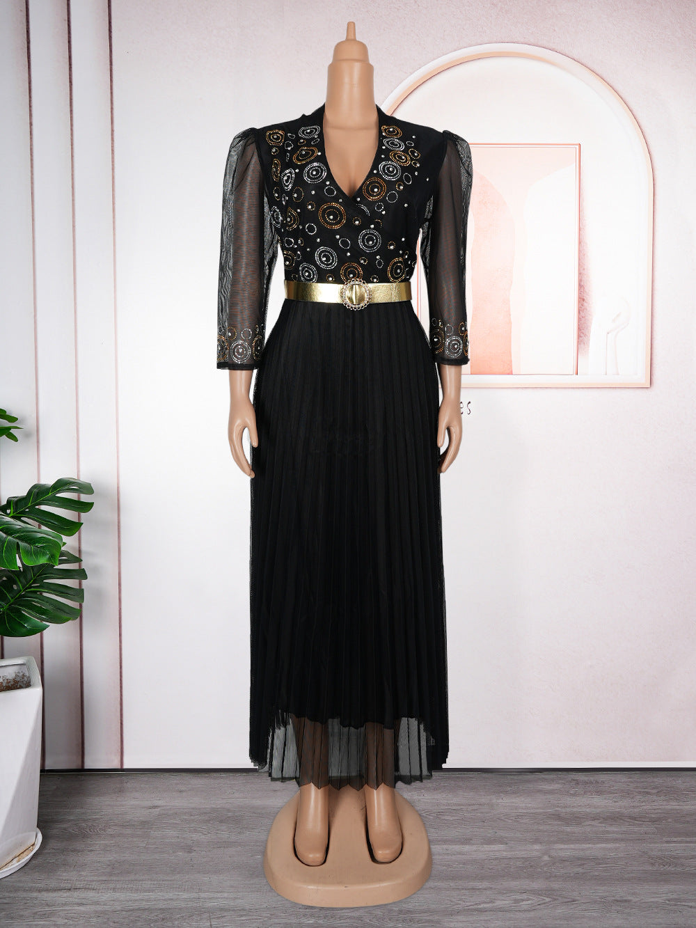 Women's Rhinestone Party Dress African Wear Temperament Dresses